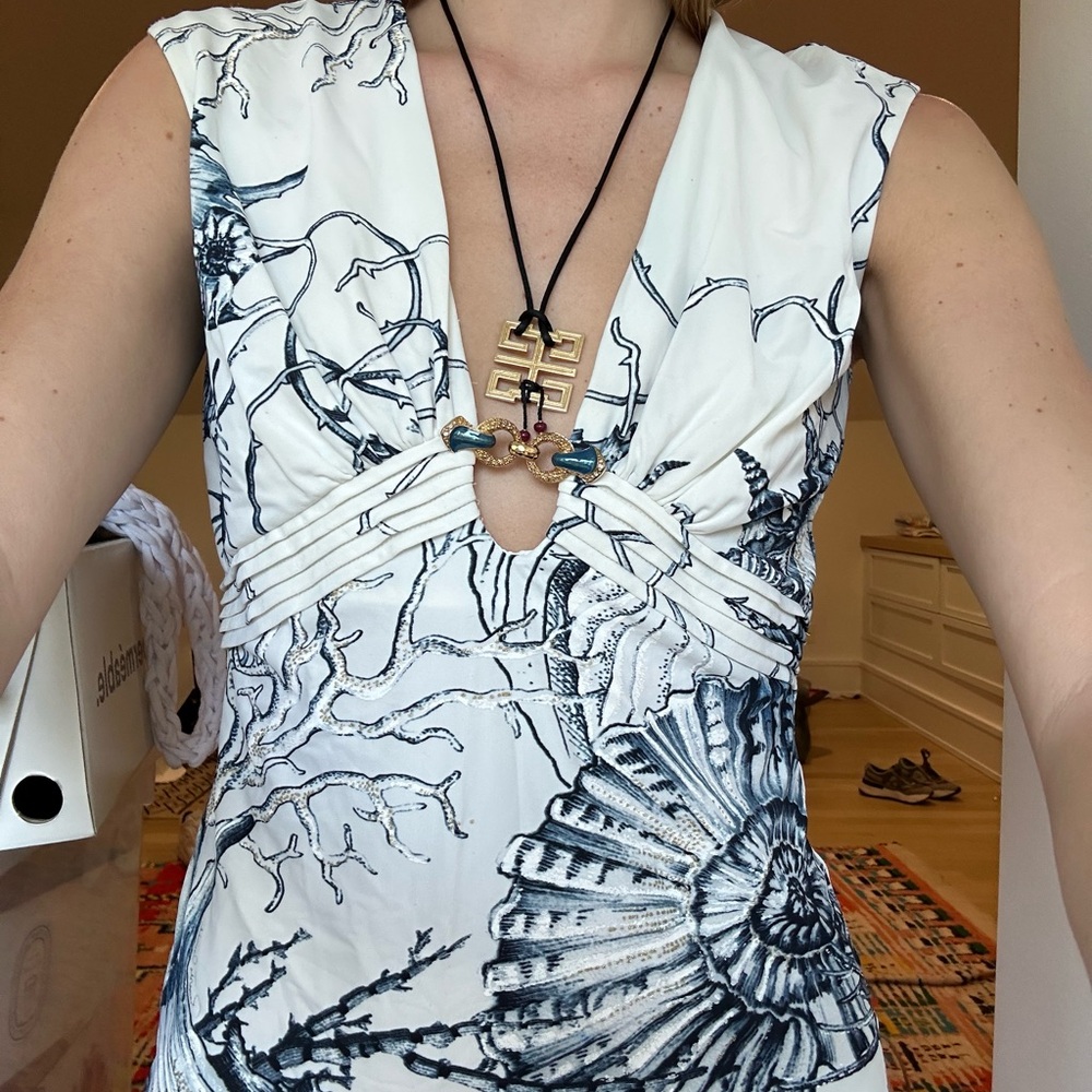 Roberto Cavalli Black and White Nautical Print Top